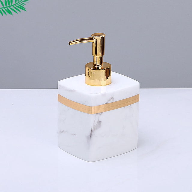 Manual de dispensador de jabón de resina reutilizable Vacío Loción líquida Envase para Habitación Cocina Tabletop Champú - White-400ml