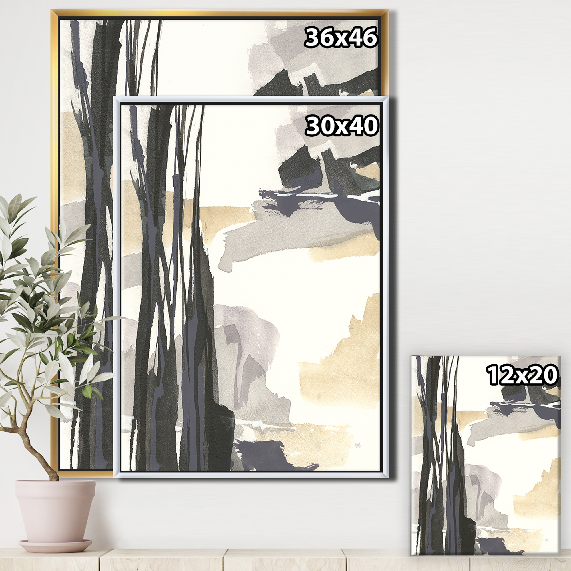 Designart ' Glam Dancing shape II ' Modern & Contemporary Framed Canvas