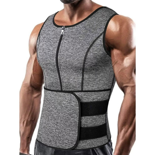 Chaleco de entrenamiento de cintura con cremallera y traje de sauna de neopreno para hombre