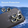 thumbnail image 2 of for iPhone 15 Pro Max/iPhone 15 Pro Camera Lens Protector, Tempered Glass Camera Cover Screen Protector Aluminum AlloyRing Protector Decoration Accessories, Diamond Gold, 2 of 5