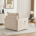 thumbnail image 3 of GVN Large Lazy Arm Chair, Lounge Sofa Chair,Swivel Barrel Chair for Living Room Bedroom, Thick Padded Arm Chair with Solid Metal Base, Beige, 3 of 13