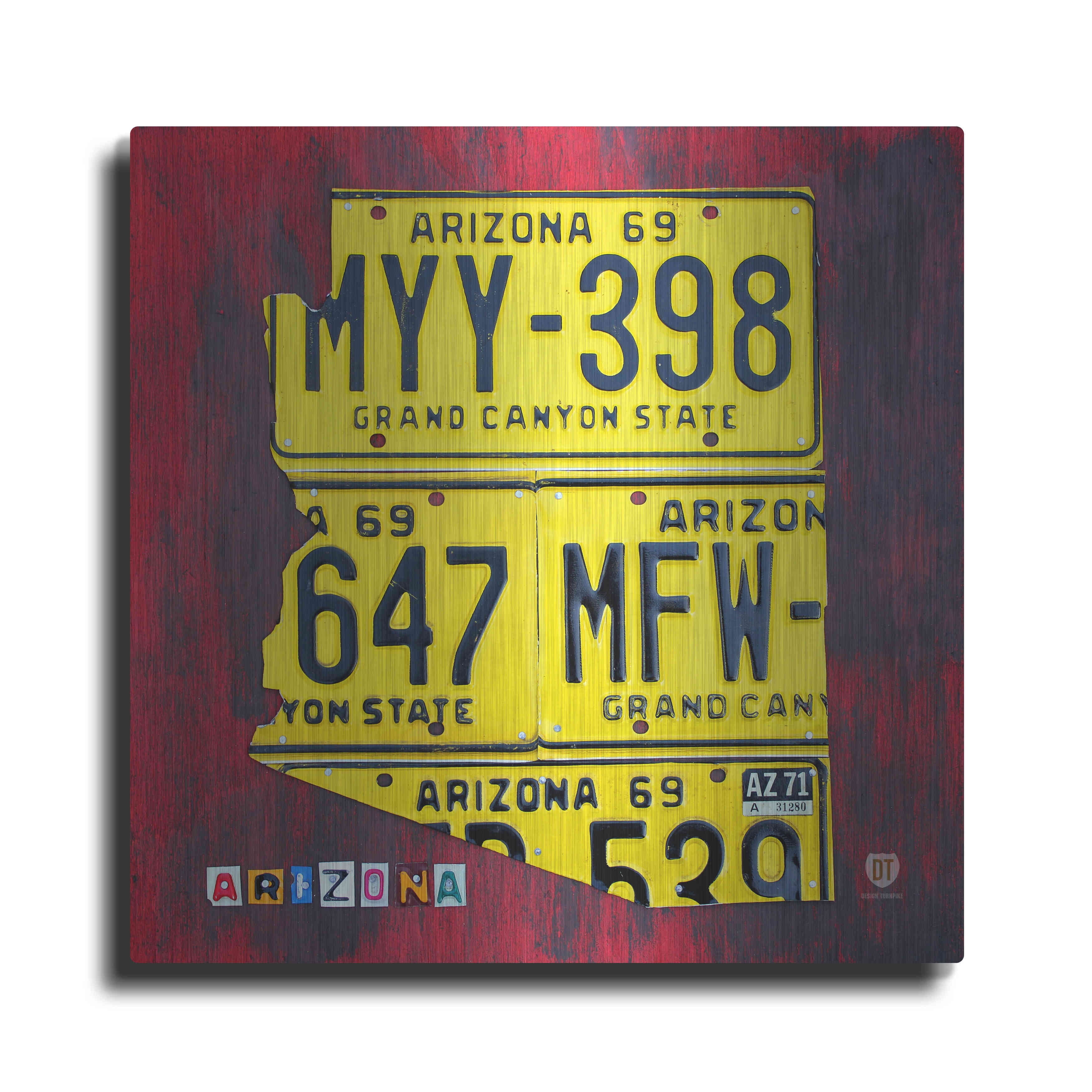 Luxe Metal Art 'Arizona License Plate' by Design Turnpike, Metal Wall