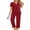 Wine, variant on Fantaslook Womens Pajamas Sets V Neck Buttons Short Sleeve Top and Pant with Pockets Lounge Wear Set Outfits