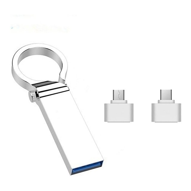 Llavero Pendrive USB 3.0 de 2 TB con adaptador OTG + tipo C