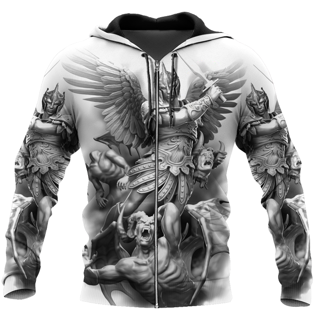 Sudadera retro con cremallera para hombre, con estampado 3D de God Knight, con cruz latina, para otoño, estilo moderno
