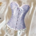 thumbnail image 3 of Mujeres Corset Top Floral Encaje Deshuesado Overbust Gothic cinturo para Navidad y fiestas - azul XL XL azul BLESIY Corsé con ribete de encaje floral, 3 of 7