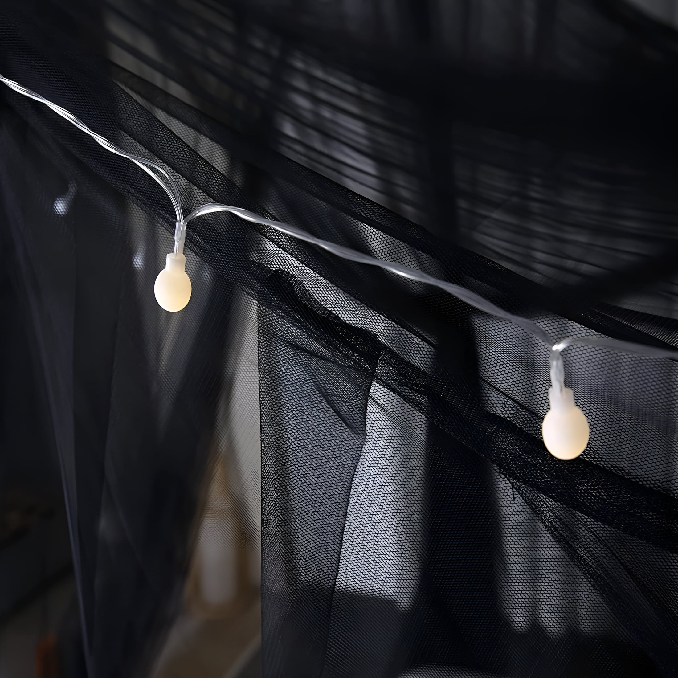AUQ Bed Canopy,Canopy Bed Curtains Bed Drapes for Full Queen King Size Bed,Mosquito Net Bed Curtains for Patio Indoor Outdoor Net,Black Bed Canopy Curtains for Gothic