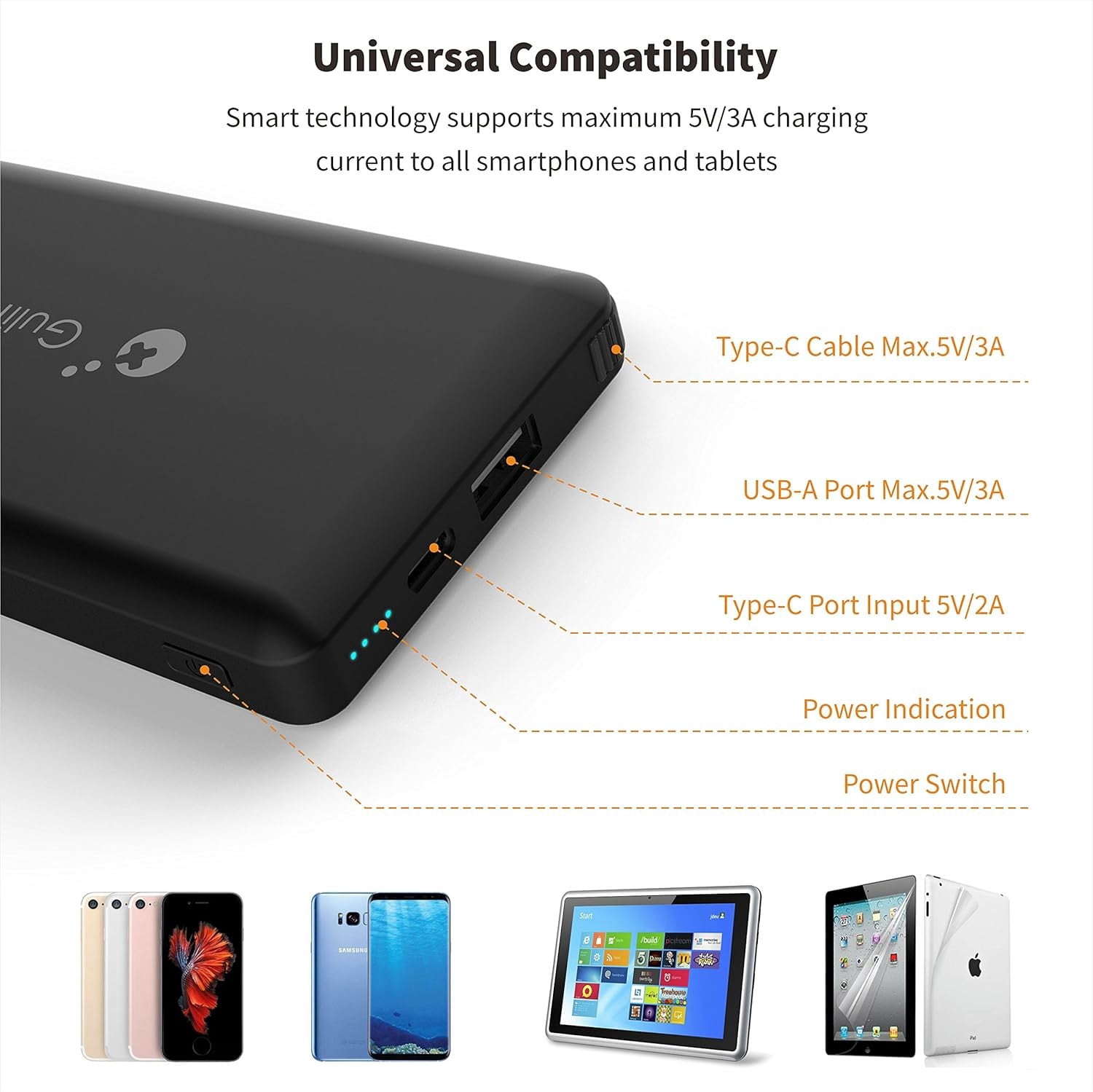 10000mAh Power Bank W/ Detachable Back Mount Portable Backup Extended Battery Backup Charger Case for Nintendo Switch