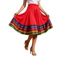 thumbnail image 2 of Skirts for Women Colorful Elastic Waist Flowy Skirt Bohemian Comfortable Summer Casual Wear Womens Midi Skirt Red XXXXXXL, 2 of 4