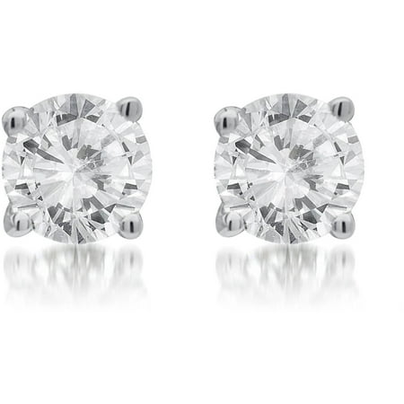 1/4 Carat T.W. Round White Diamond 14kt White Gold Stud Earrings with Gift Box, IGL Certified