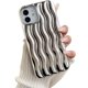thumbnail image 1 of Funda para iPhone con diseño de ondas 3D y bordes rizados, de silicona suave, fina, a prueba de golpes (plateada brillante, iPhone 12/12 Pro), 1 of 8