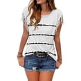 thumbnail image 2 of Sngxgn Women V Neck Ribbed Short Sleeve Shirt Fitted Basic Top(White,XXL), 2 of 5