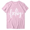 thumbnail image 2 of Uootdi Women's Summer T-Shirt Letter Printed Graphic Short Sleeve Humor Retro Tees Casual Loose Fitted Top Gift, 2 of 5
