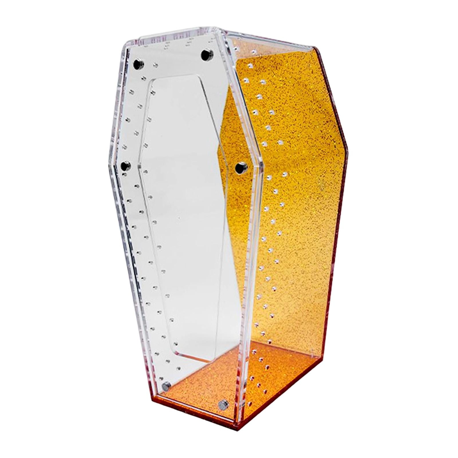Fzaqwen -shaped Acrylic Terrarium for Jumping Spiders, Tarantulas, And Amphibians. Ventilation And Habitat for Amphibians. Ideal for Crabs. Orange