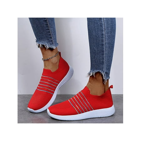 

UKAP Women Lightweight Slip On Sneakers Trainers Flat Running Walking Sock Shoes