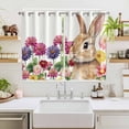 thumbnail image 2 of Easter Bunny Kitchen Curtains Window Panels, Spring Colorful Daisy Flowers Rabbit Rustic Insulated Window Treatment Curtain, Grommet Curtains for Bedroom/Living Room/Bathroom, 2 Piece 52"Wx63"L, 2 of 8