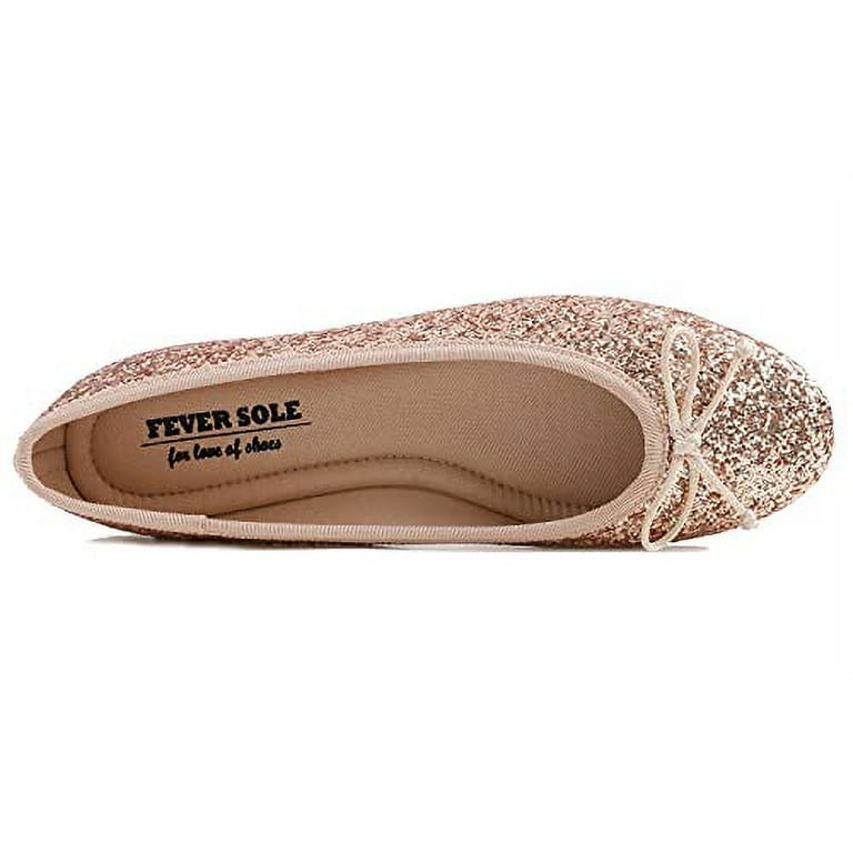 Rose gold glitter shop ballet flats