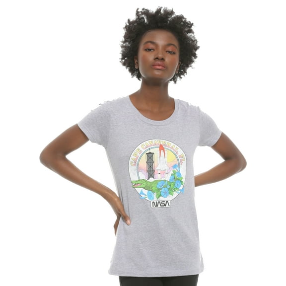 NASA Junior Womens' Short-Sleeve CAPE CANAVERAL T-SHIRT (Grey, 3XL, XXXL)