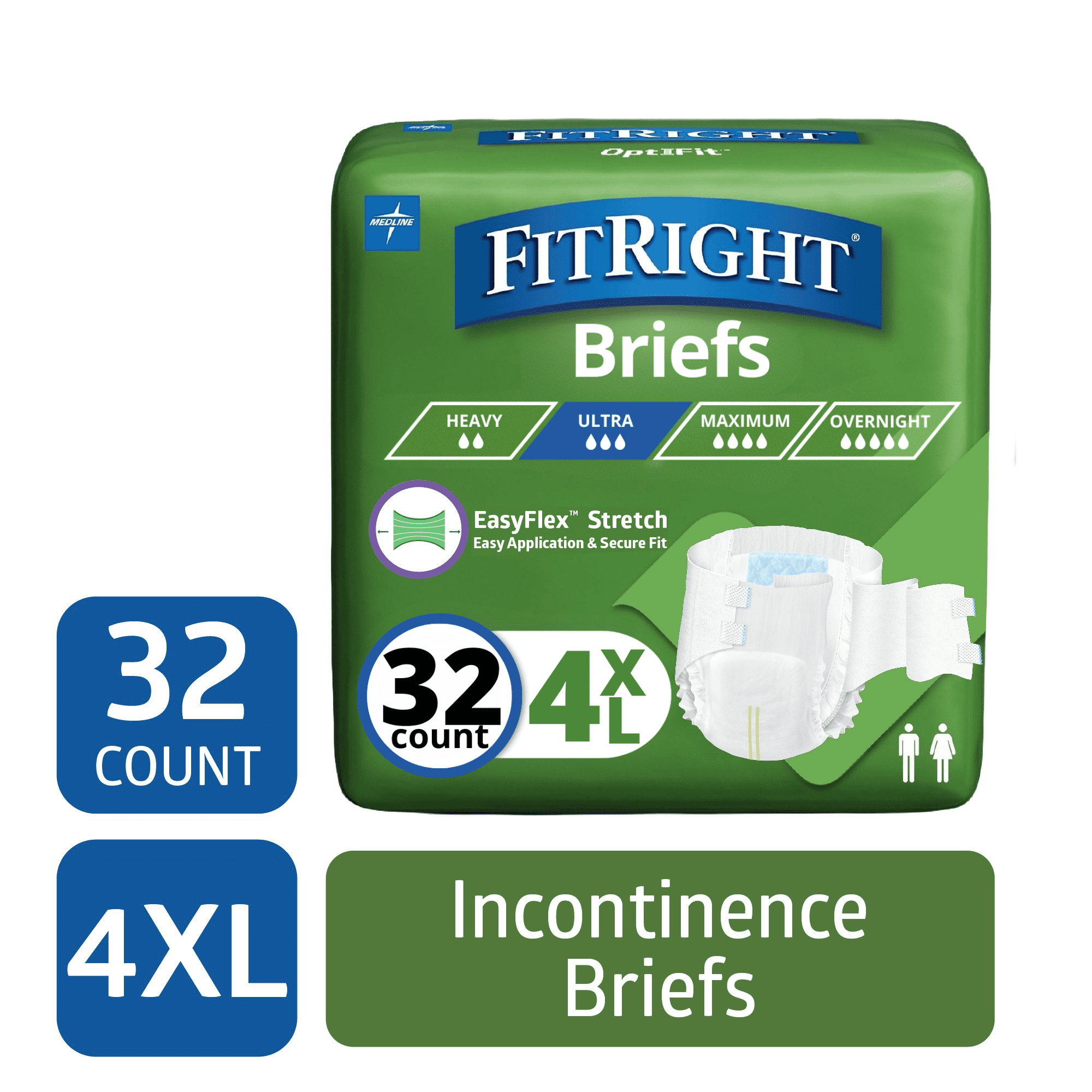 FitRight OptiFit Extra+ Incontinence Briefs, Leak Stop Guards