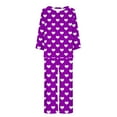 thumbnail image 3 of cfhntfmh Valentine's Outfits for Women Hearts Printed Crewneck Long Sleeve Basic Shirts Loose Lounge Pants Pajama Sets Sleepwear, 3 of 3
