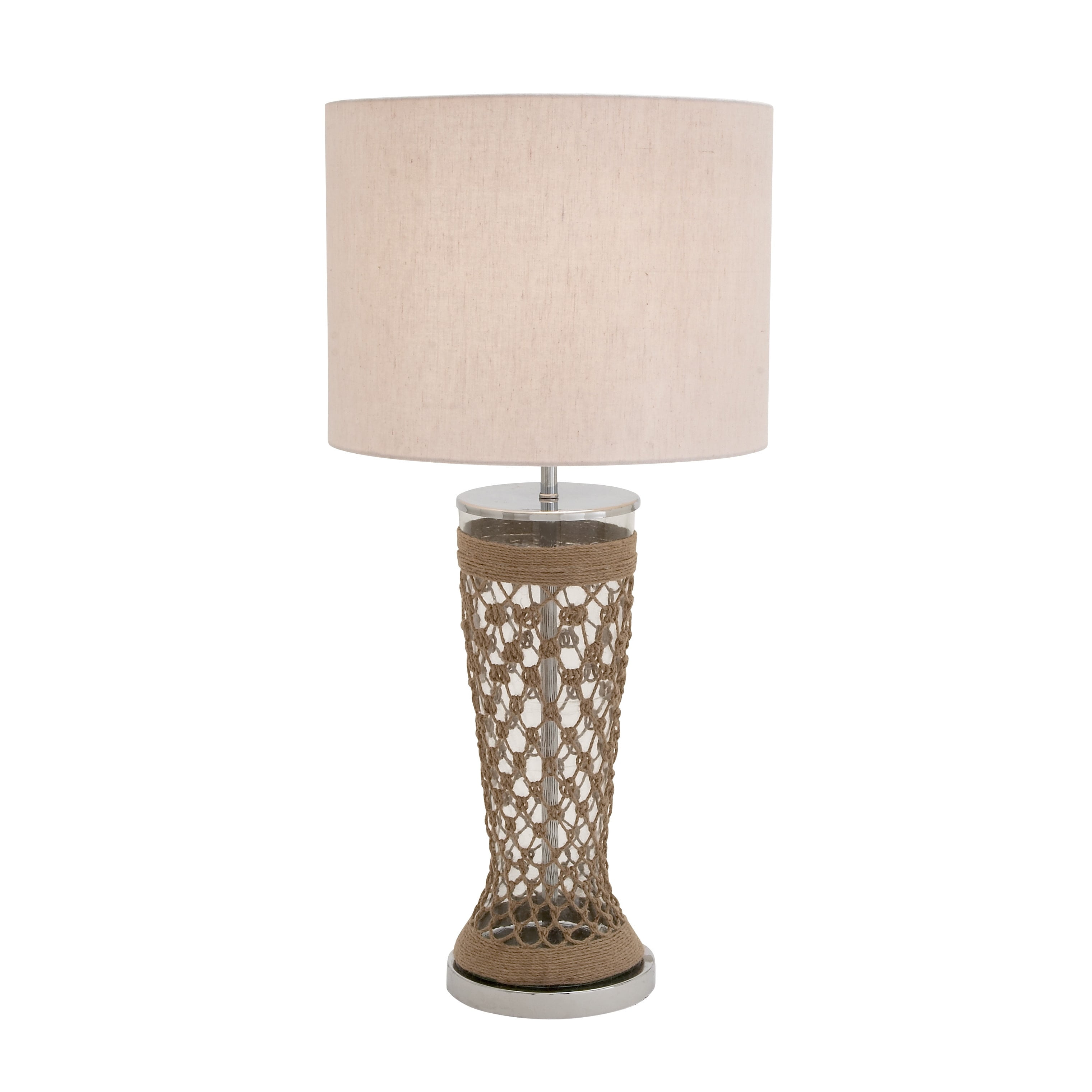 Uma Fancy Stainless Steel Glass Jute Multi Directional Table
