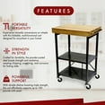 thumbnail image 2 of Origami Foldable Wheeled Portable Wood Top Kitchen Island Bar Cart, Black, 2 of 13