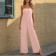 thumbnail image 2 of Miluxas Women's Sleeveless Spaghetti Strap Jumpsuit Casual Wide Leg Split Hem One Piece Outfit with Pockets Pink, 2 of 7