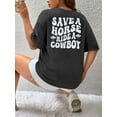 thumbnail image 4 of VILOVE Women Oversized Western Cowboy T-Shirt Country Music Shirt Country Concert Shirt Vintage Cowgirl Rodeo Tee, 4 of 5