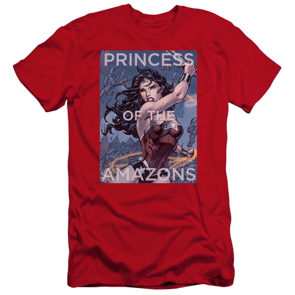 JLA Justice League Princess Of The Amazons Premium Canvas Adult Slim Fit 30/1 T-Shirt Red