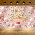 thumbnail image 6 of Pink Birthday Decoration Banner Pastel Happy Birthday Cake Balloons Stars for Birthday Party Celebration Indoor Decor, 6 of 8