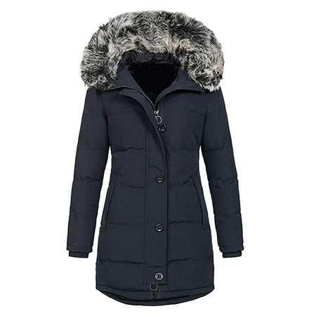 

QYZEU Winter Jackets for Women Maternity Plus Size Womens Jackets Full Zip Winter - Drawstring Coat Warm Women Winter Fashion Hoodie Jacket Coat Inside Slim Padded Zipper Hooded Jac