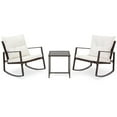 thumbnail image 2 of Best Choice Products 3-Piece Patio Wicker Bistro Furniture Set w/ 2 Rocking Chairs, Glass Side Table, Cushions - Beige, 2 of 6