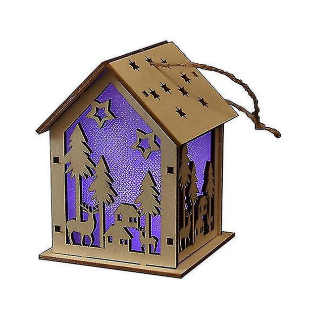 Cabina luminosa, casa de nieve, decoraciones navideñas de madera Diy, decoración de árbol de Navidad