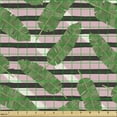 thumbnail image 2 of Ambesonne Tropical Fabric by the Yard Upholstery, Banana Leaves on Stripes, 3 Yards, Pale Pink Olive Green, 2 of 5