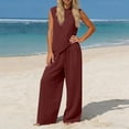 thumbnail image 4 of Gamivast 2 Piece Outfits for Women Summer Linen Texture Asymmetric Tank Top & Wide Leg Pants Sets Casual Beach Vacation Wear Lounge Set Flowy, 4 of 6