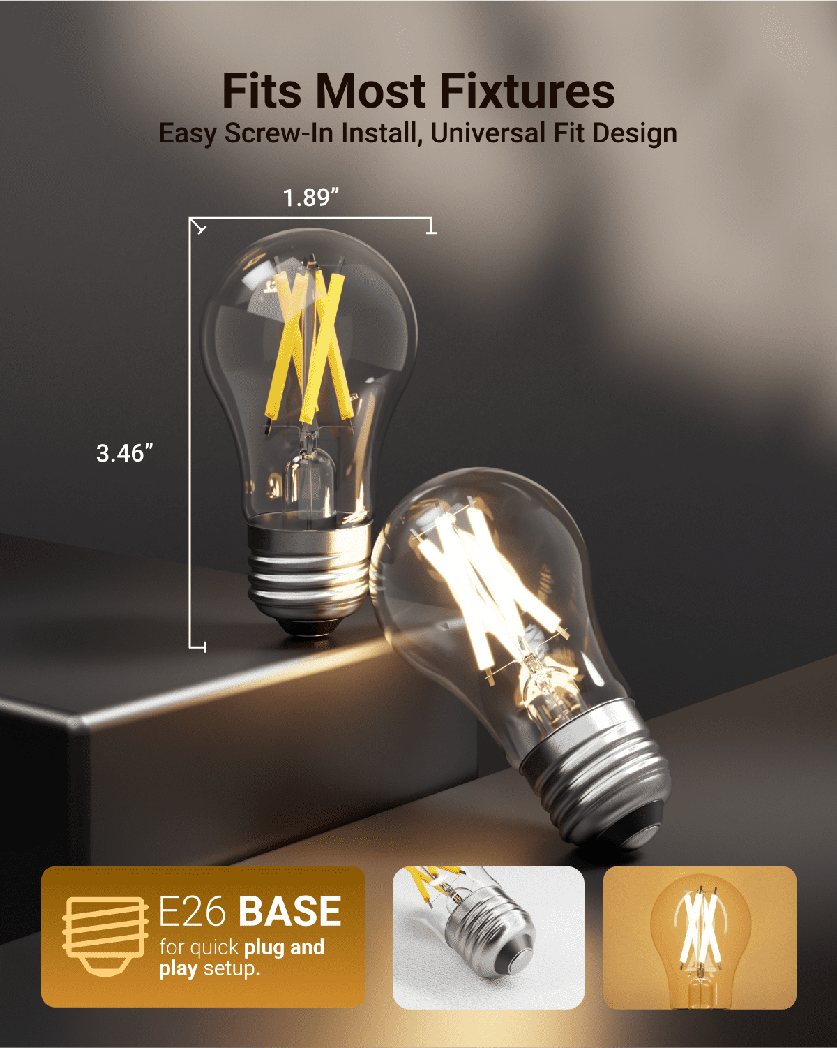 Sunco 6 Pack LED Light Bulbs A15, 7W=60W, 3000K Warm White, 800 LM, Dimmable Decorative Edison Vintage Bulbs, Indoor Outdoor, E26 Medium Base