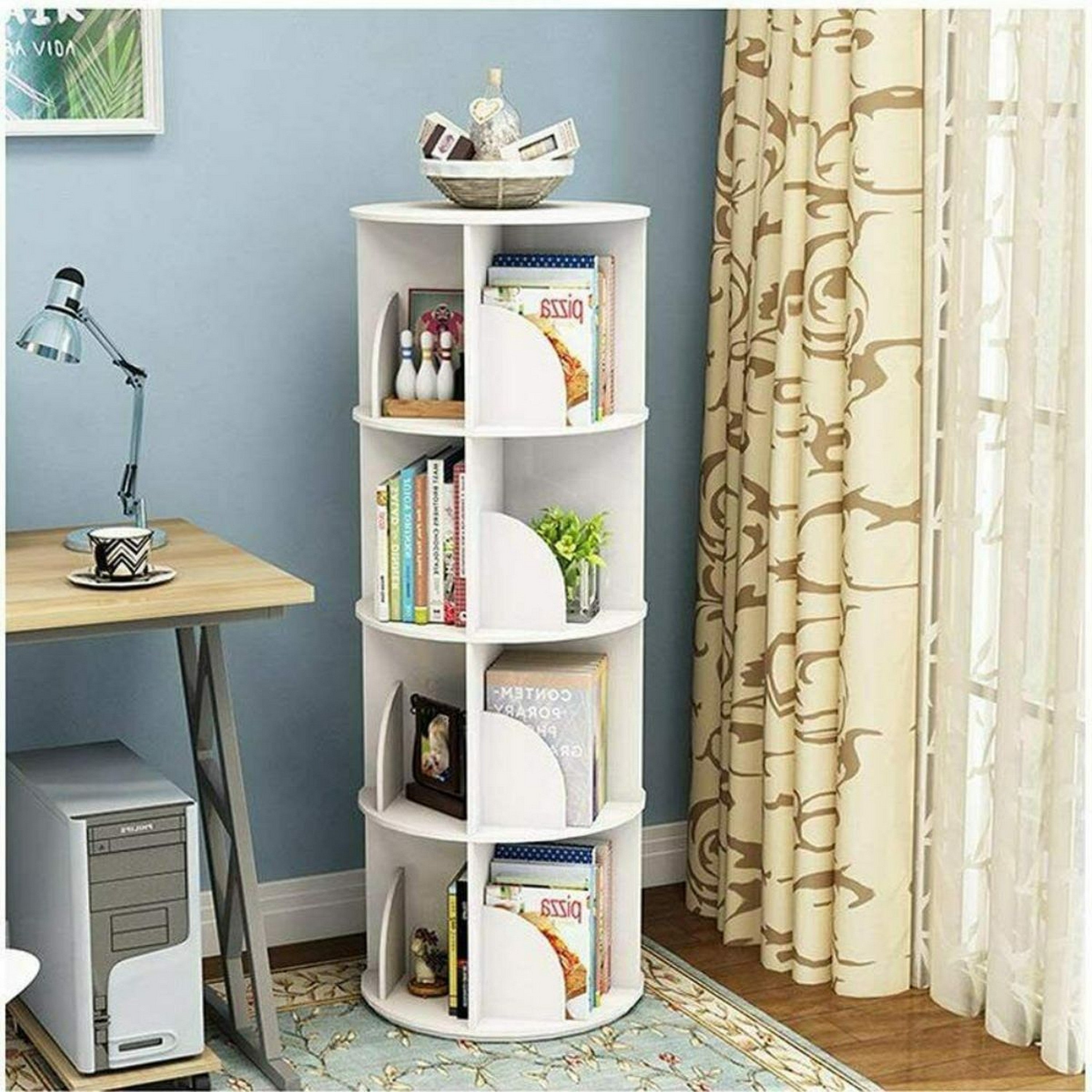 360degree 4 Tier Revolving Book Shelf with Dolphin Cutout divider