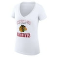 thumbnail image 2 of Women's G-III 4Her by Carl Banks White Chicago Blackhawks Super-Slim Fit Lightweight Team Logo Graphic V-Neck T-Shirt, 2 of 3