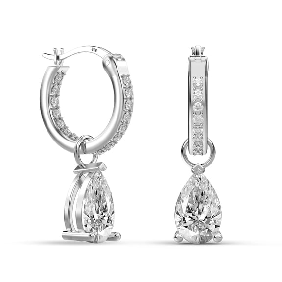 LeCalla 925 Sterling Silver Small Click-Top Hoop Earrings Lightweight Italian CZ Design Pave Zirconia Dangle Earring for Women Teen 22 mm