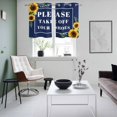 thumbnail image 5 of 2 Panels Kitchen Tier Curtains 39 Inch Length, Sunflowers Letter Grommets Window Treatment Curtain, Botanical Floral Leaves Striped Blue Thermal Curtains Drapes for Living Room/Bathroom, 5 of 9