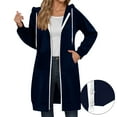 thumbnail image 3 of Fall Clothes Long Hoodies for Women Zip Up Double Zipper Fleece Jacket Tunic Sweatshirts Winter Fashion Clothes 2025 Oversized Knee Length Sweatshirt Womens Casual Long Zip Up Hoodie Plus Size Black, 3 of 6