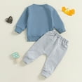 thumbnail image 6 of Caqnni Baby Waffle Fall Outfits Contrast Color Long Sleeve Sweatshirt Tops Pants Set Winter for Boys Little Girls for 0 6 12 18 24 M 1t 2t 3t 4t 5t Pajamas & Dailywear Setï¼0-6 Months, 6 of 9