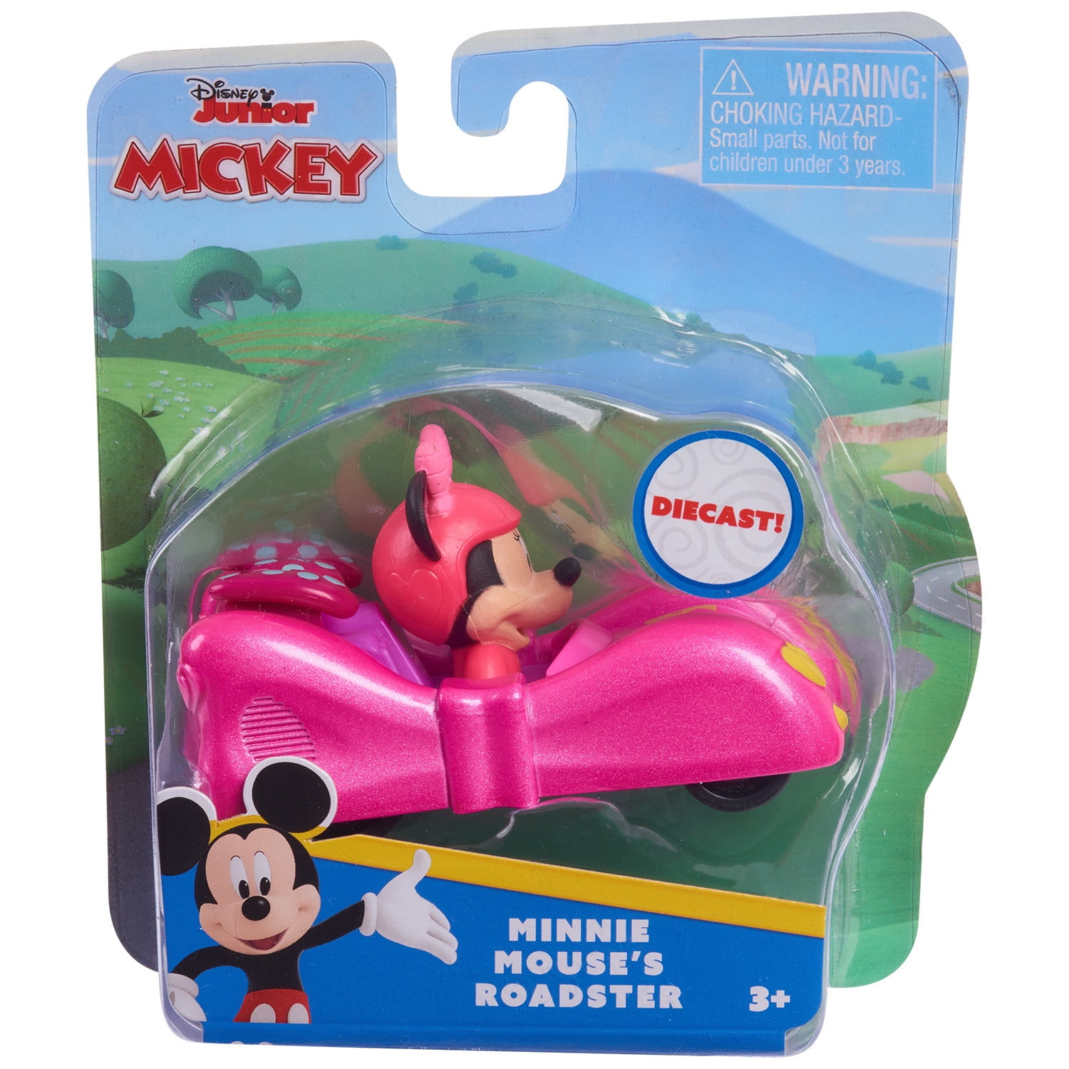 Just Play Mickey Mouse Die Cast Vehicles, Minnie Roadster, Kids Toys for Ages 3 up