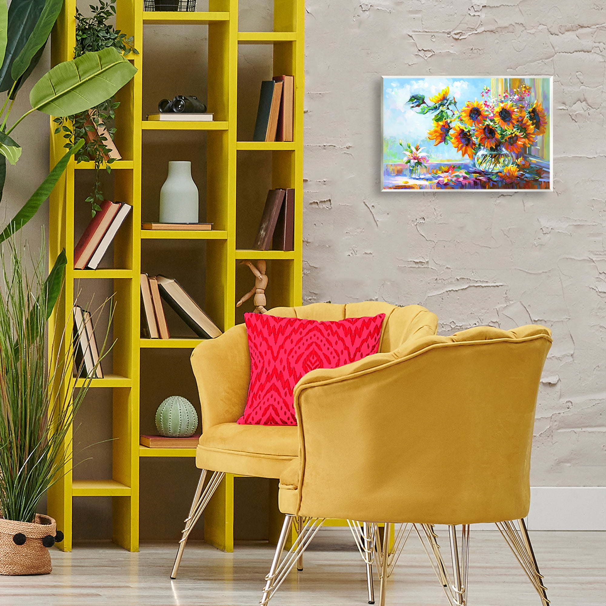 Stupell Industries Sunflowers Morning Glory Botanical & Floral Painting Unframed Art Print Wall Art, 15 x 10