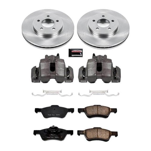 PowerStop Front Stock Replacement Brake Pad and Rotor Kit with Calipers Fits: FORD MERCURY Select Models KCOE4580