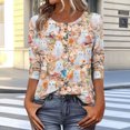 thumbnail image 2 of Mwjwdo Womens 3/4 Sleeve Vintage Ghost Book Printed Dressy Casual Henley Round Neck Relaxed Fit Tunic Tops Fall Shirts, 2 of 6