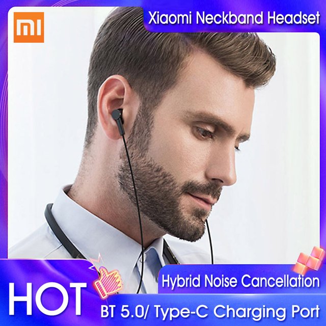Auriculares Xiaomi Mi Neckband Headset Neckband BT 5.0 Auriculares inalámbricos con collar Cancelación de ruido híbrida Auriculares magnéticos con llamada manos libres tipo C Xiaomi Auriculares