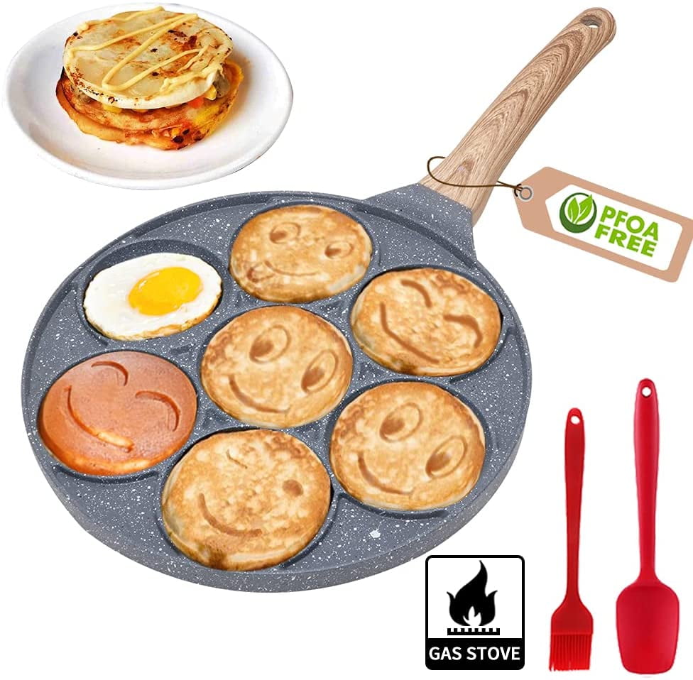 10 Inch Nonstick Ceramic PFOA Free Silver Dollar Pancake Fried Egg & Blini Pan with Bakelite Handle 