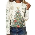 thumbnail image 6 of qelini Long Sleeve Shirts for Women Christmas Crewneck Pullover Lightweight Xmas Tree Print Tops Baggy Holiday Clothes, 6 of 8