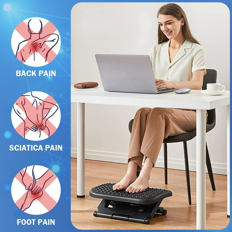 Adjustable Under Desk Footrest,Ergonomic Foot Stool for Under Desk at Work  with Massage,3 Height Position 30 Degree Tilt Angle Adjustment,Back Pain  Pressure Relief Leg Circulation Office Work Gift 
